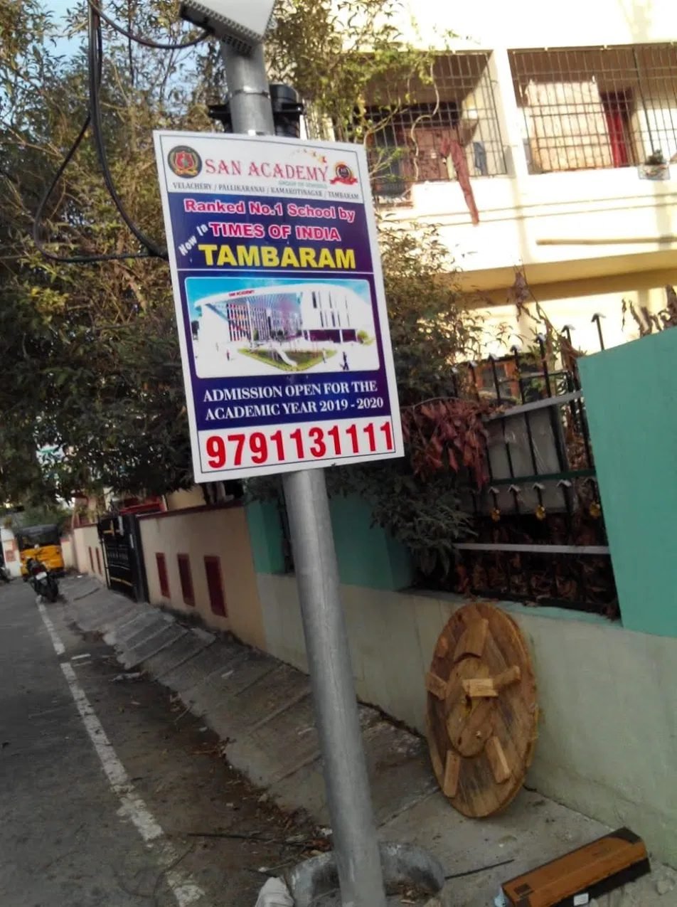 Pole banner advertisement for SAN Academy